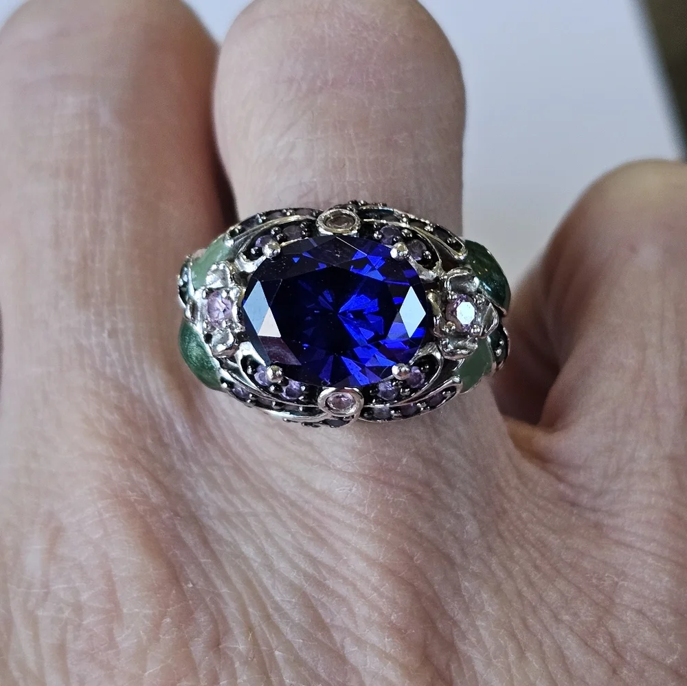 Retired Victoria Wieck Tanzanite and Amethyst Ring in Sterling Silver Sz 8! - Picture 12 of 14